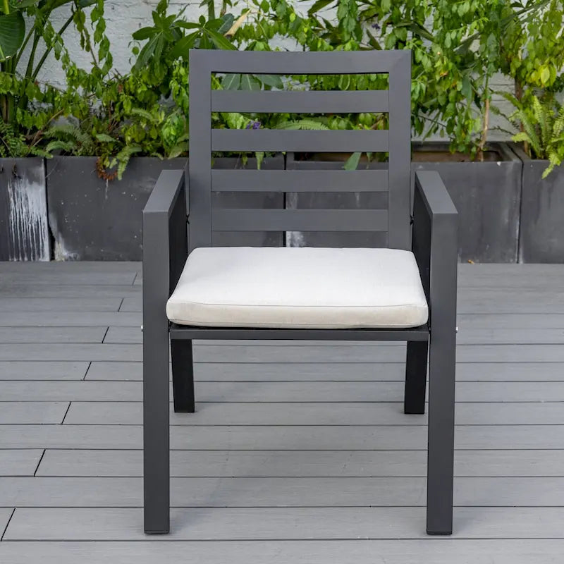 Fauteuil de salle à manger d'extérieur LeisureMod Chelsea en aluminium avec coussins, lot de 4 - 34.84