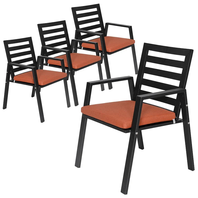 Fauteuil de salle à manger d'extérieur LeisureMod Chelsea en aluminium avec coussins, lot de 4 - 34.84
