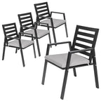 Fauteuil de salle à manger d'extérieur LeisureMod Chelsea en aluminium avec coussins, lot de 4 - 34.84