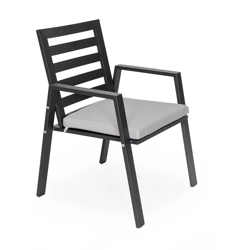 Fauteuil de salle à manger d'extérieur LeisureMod Chelsea en aluminium avec coussins, lot de 4 - 34.84