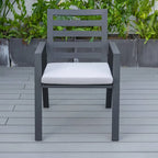 Fauteuil de salle à manger d'extérieur LeisureMod Chelsea en aluminium avec coussins, lot de 4 - 34.84