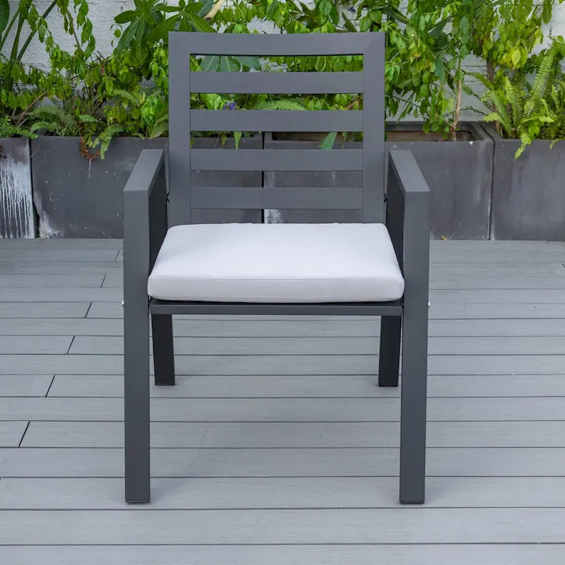 Fauteuil de salle à manger d'extérieur LeisureMod Chelsea en aluminium avec coussins, lot de 4 - 34.84