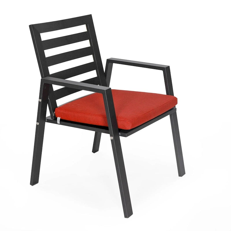 Fauteuil de salle à manger d'extérieur LeisureMod Chelsea en aluminium avec coussins, lot de 4 - 34.84