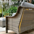 HOOOWOOO Ensemble de meubles de jardin 6 pièces en osier gris avec table brasero