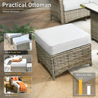 HOOOWOOO Ensemble de meubles de jardin 6 pièces en osier gris avec table brasero
