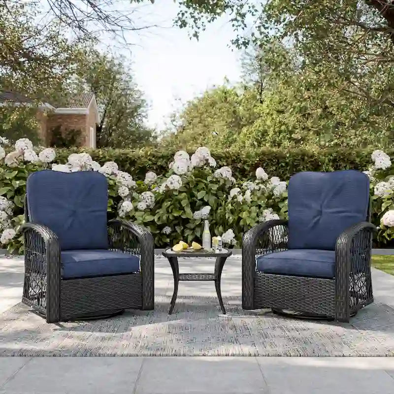 Ensemble de 3 chaises de patio pivotantes Maybelle