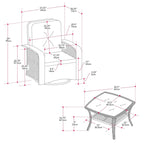 Ensemble de 3 chaises de patio pivotantes Maybelle