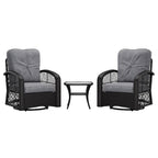 Ensemble de 3 chaises de patio pivotantes Maybelle