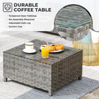 HOOOWOOO Ensemble de meubles de patio d'extérieur sectionnel en osier gris 13 pièces avec foyer