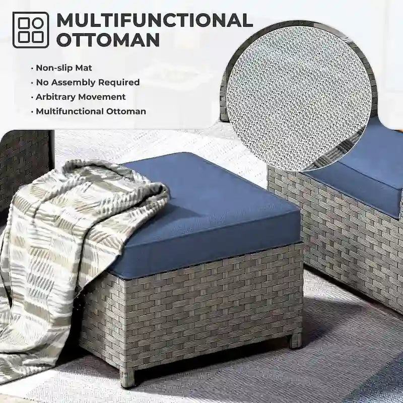 HOOOWOOO Ensemble de meubles de patio d'extérieur sectionnel en osier gris 13 pièces avec foyer