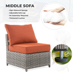 HOOOWOOO Ensemble de patio sectionnel en osier et rotin 10 pièces avec foyer