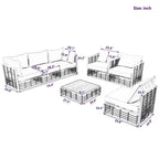Ensemble de canapé d'angle de patio moderne en métal 7 pièces avec coussins épais