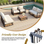 Ensemble de canapé d'angle de patio moderne en métal 7 pièces avec coussins épais