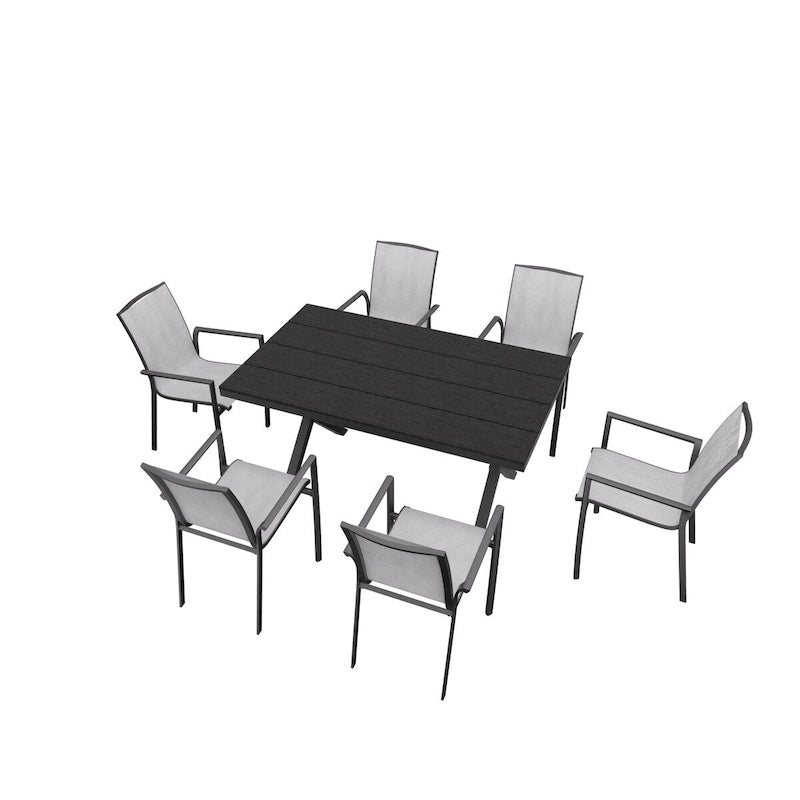 Ensemble de salle à manger extérieur 7 pièces en aluminium