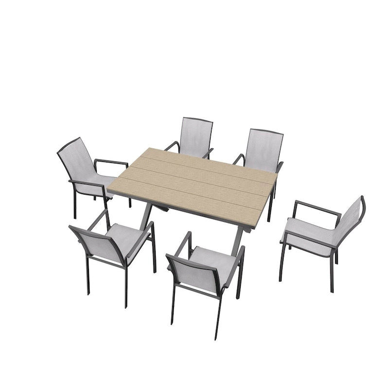 Ensemble de salle à manger extérieur 7 pièces en aluminium