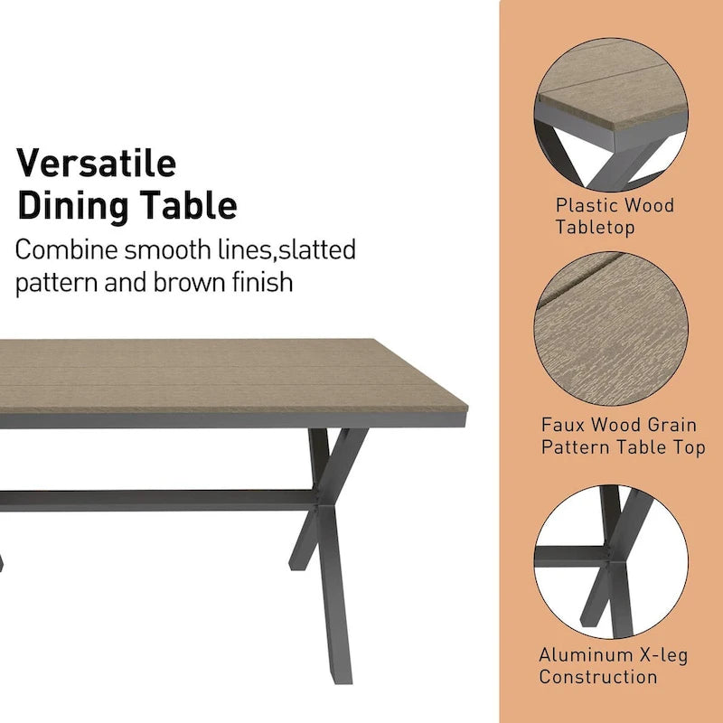 Ensemble de salle à manger extérieur 7 pièces en aluminium