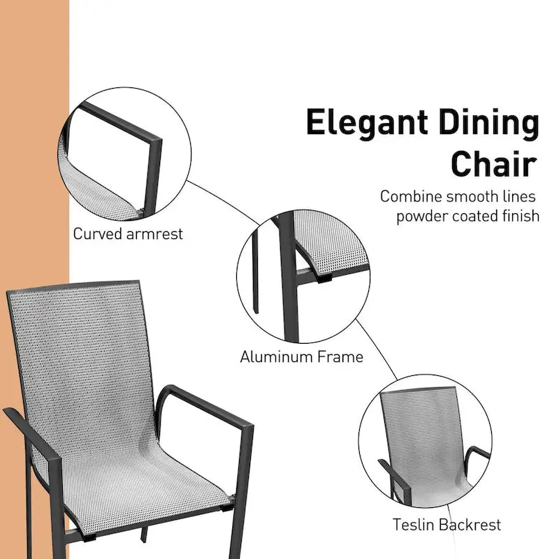 Ensemble de salle à manger extérieur 7 pièces en aluminium