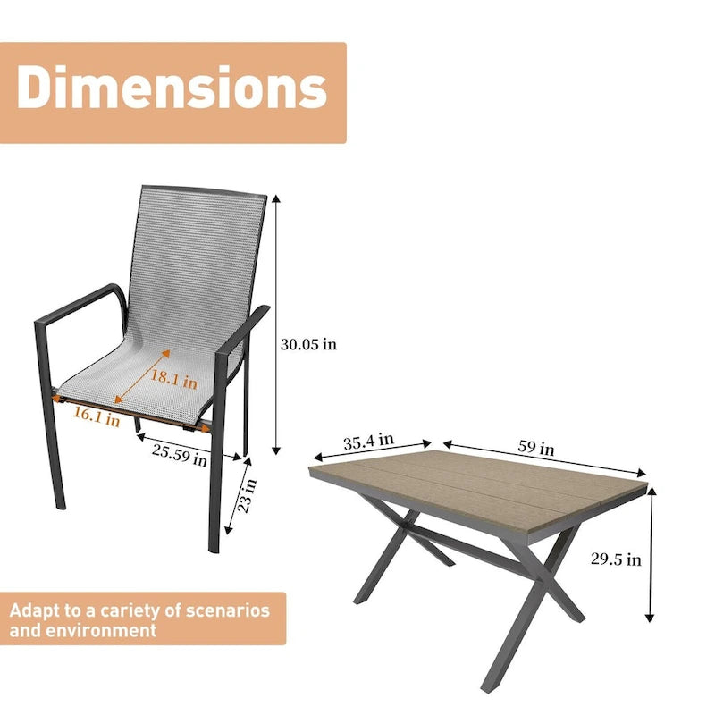 Ensemble de salle à manger extérieur 7 pièces en aluminium