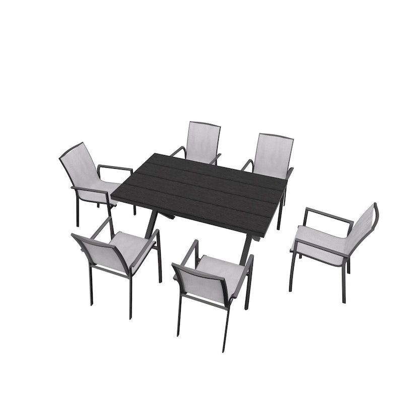 Ensemble de salle à manger extérieur 7 pièces en aluminium