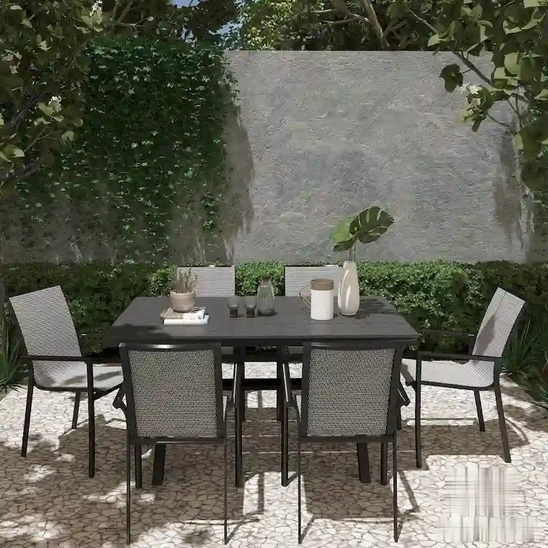 Ensemble de salle à manger extérieur 7 pièces en aluminium