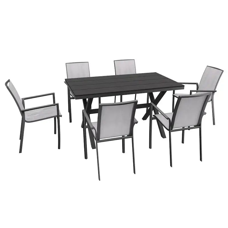 Ensemble de salle à manger extérieur 7 pièces en aluminium
