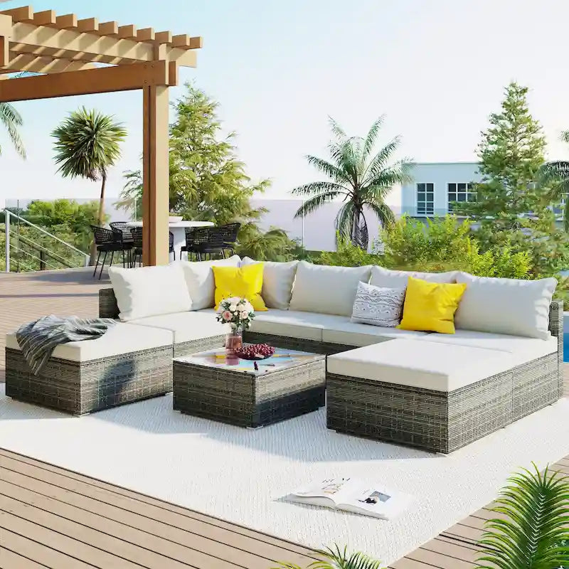 Ensembles de meubles de patio extérieurs 8 pièces