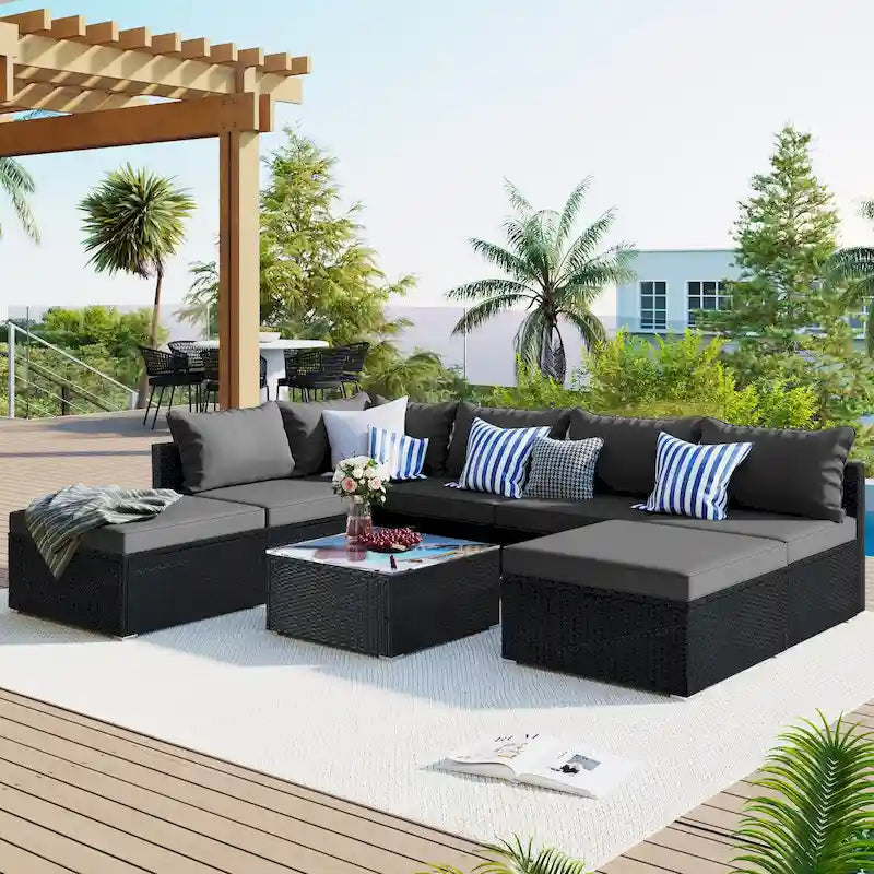 Ensembles de meubles de patio extérieurs 8 pièces