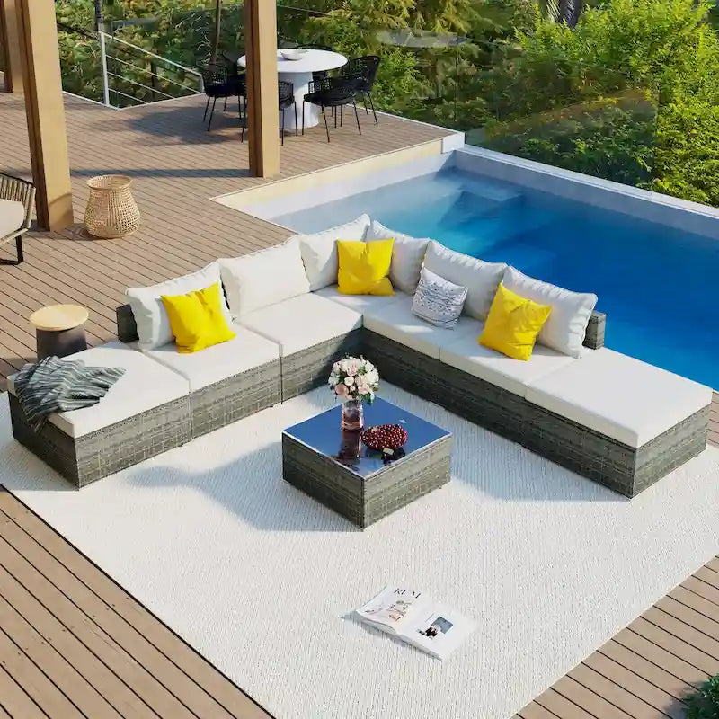 Ensembles de meubles de patio extérieurs 8 pièces