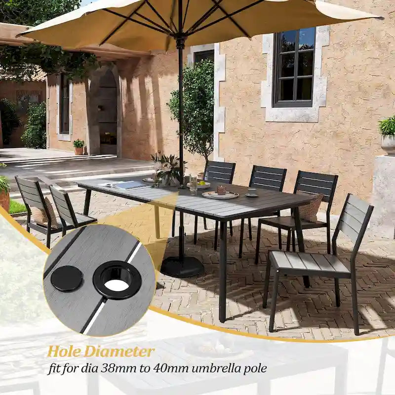 Ensemble de salle à manger d'extérieur 7 pièces VredHom en aluminium avec chaises empilables