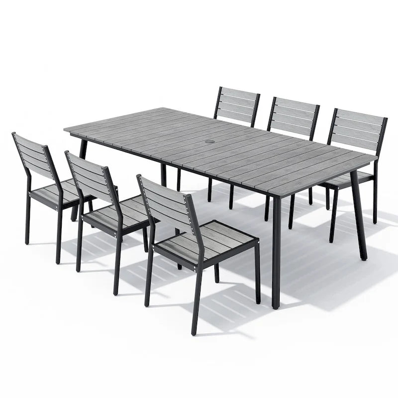 Ensemble de salle à manger d'extérieur 7 pièces VredHom en aluminium avec chaises empilables