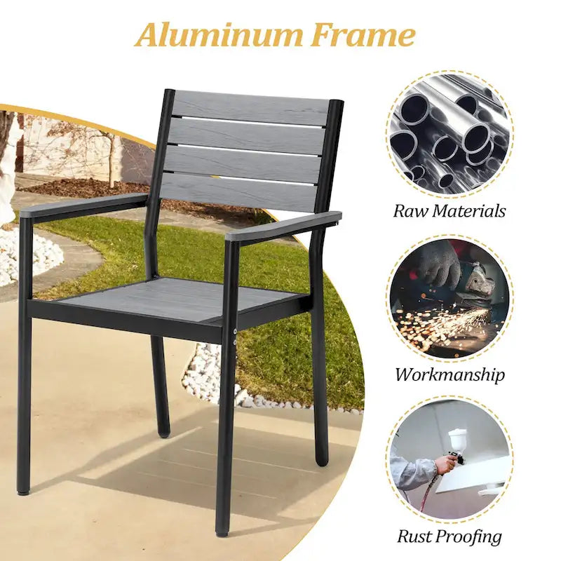 Ensemble de salle à manger d'extérieur 7 pièces VredHom en aluminium avec chaises empilables