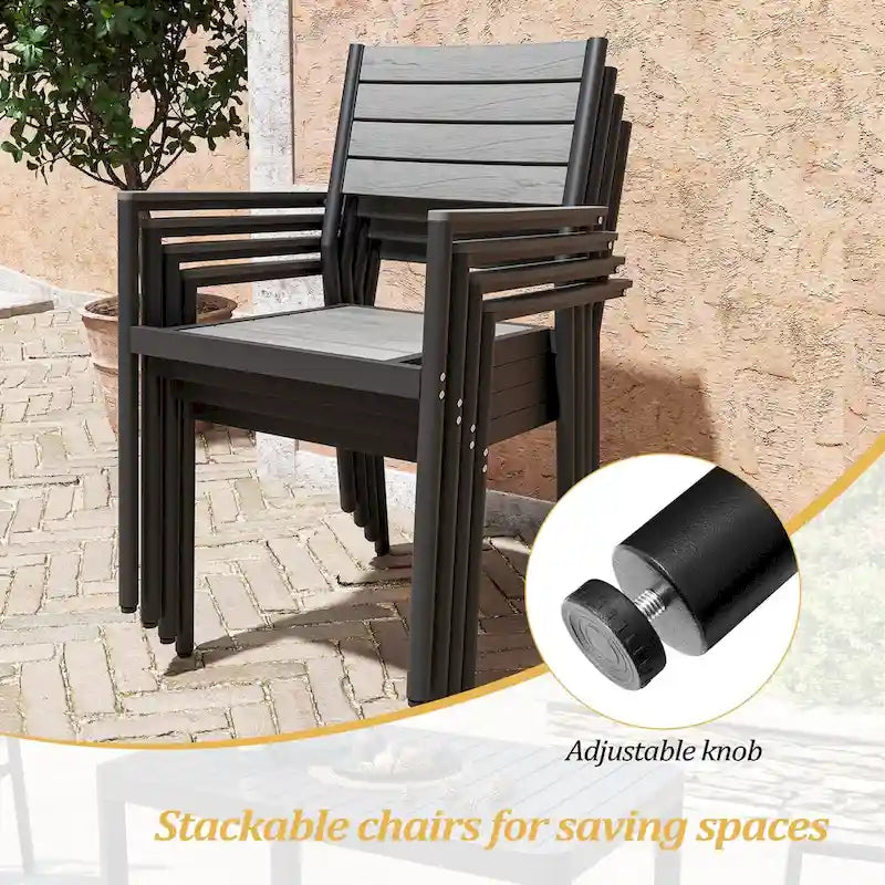 Ensemble de salle à manger d'extérieur 7 pièces VredHom en aluminium avec chaises empilables