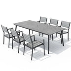 Ensemble de salle à manger d'extérieur 7 pièces VredHom en aluminium avec chaises empilables