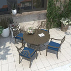 Ensemble de salle à manger de patio 5 pièces en fonte d'aluminium avec coussins