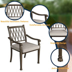 Ensemble de salle à manger de patio 5 pièces en fonte d'aluminium avec coussins