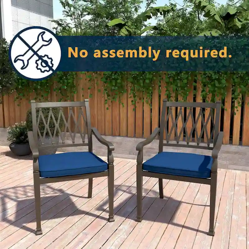 Ensemble de salle à manger de patio 5 pièces en fonte d'aluminium avec coussins