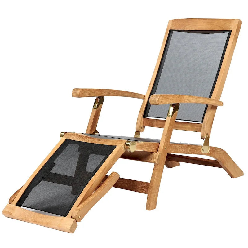 Chaise longue de pont Colorado en teck et textilène