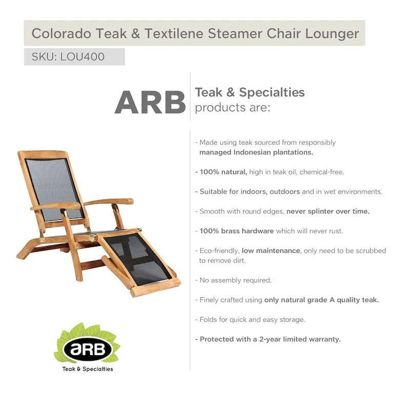 Chaise longue de pont Colorado en teck et textilène