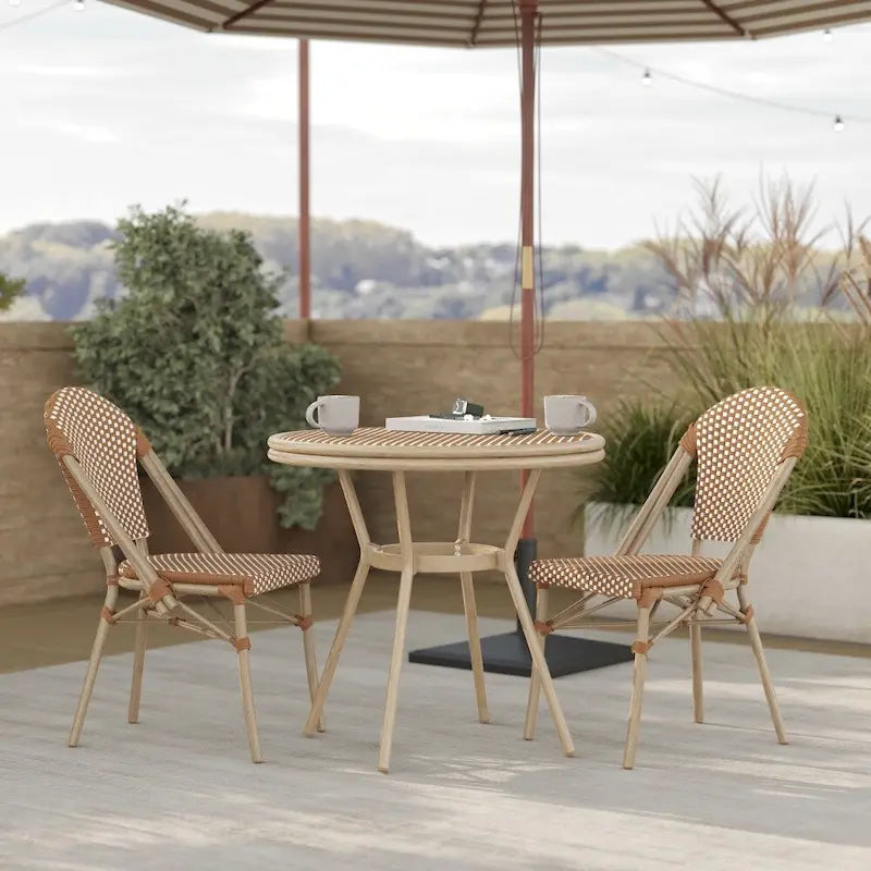 Ensemble table de bistrot et 4 chaises avec armatures métalliques