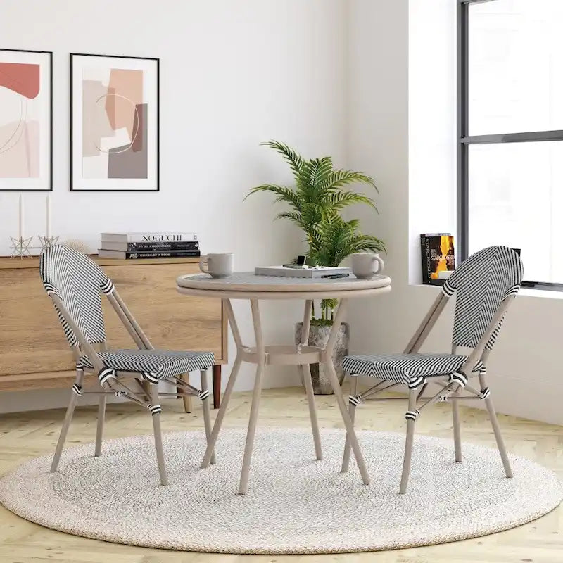 Ensemble table de bistrot et 4 chaises avec armatures métalliques