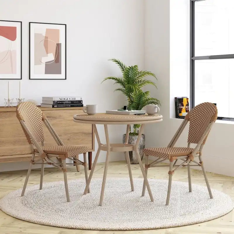 Ensemble table de bistrot et 4 chaises avec armatures métalliques