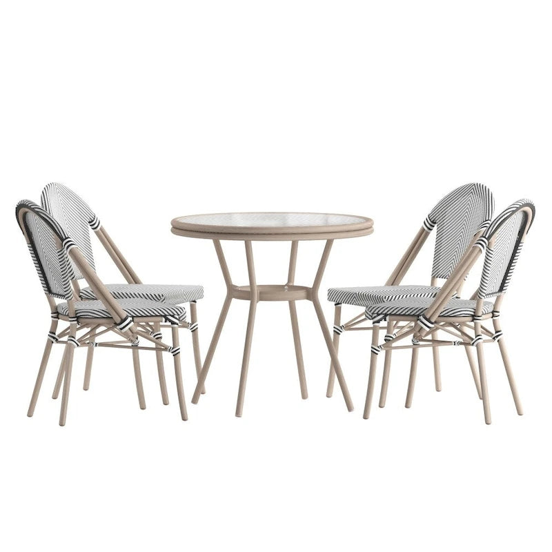 Ensemble table de bistrot et 4 chaises avec armatures métalliques