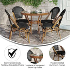 Ensemble table de bistrot et 4 chaises avec armatures métalliques
