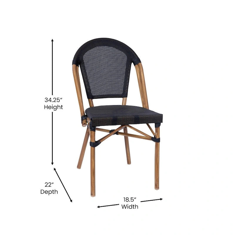Ensemble table de bistrot et 4 chaises avec armatures métalliques