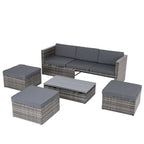 Ensemble de mobilier de jardin en résine tressée 5 pièces : Canapé modulable et table basse