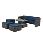 Ensemble de mobilier de jardin en résine tressée 5 pièces : Canapé modulable et table basse