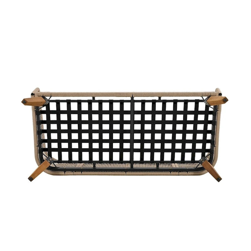 Ensemble de conversation 4 pièces pour terrasse, causeuse en bois massif, 2 chaises et une table