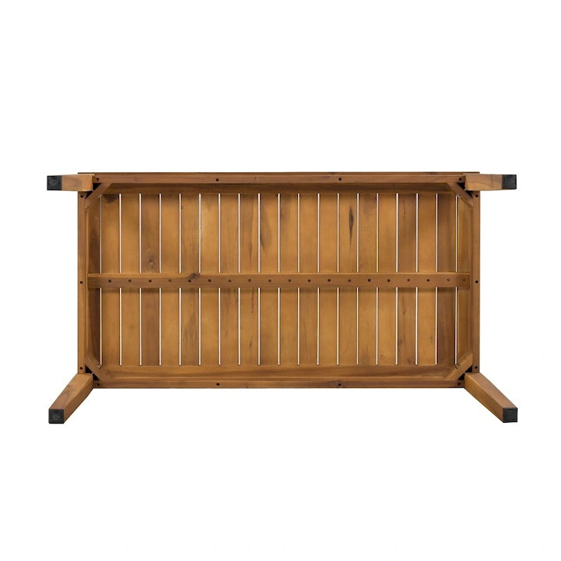 Ensemble de conversation 4 pièces pour terrasse, causeuse en bois massif, 2 chaises et une table