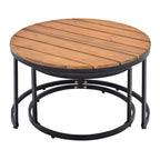 Canapé d'angle d'extérieur 6 pièces avec tables gigognes et coussin