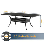 Table à manger rectangulaire extensible en aluminium moulé de 80 po avec trou pour parasol